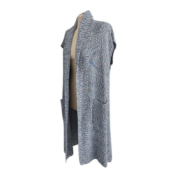 NWT Cabi Blue Gray Knit Duster Cardigan Women’s S Long Open Front Pockets Cozy - Picture 3 of 8